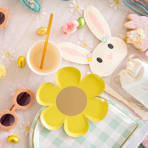 Juego de Platos y Vasos de Papel para Postre con Diseño de Margaritas Amarillas y Girasoles, para Fiestas Infantiles, Pascua, Marca Damai - Product Image 1