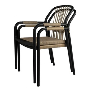 Sedia da Giardino Moderna per Balcone e Caffè, Arredo per Esterni, Sedie da Pranzo in Corda Intrecciata per Ristorante - Product Image 6