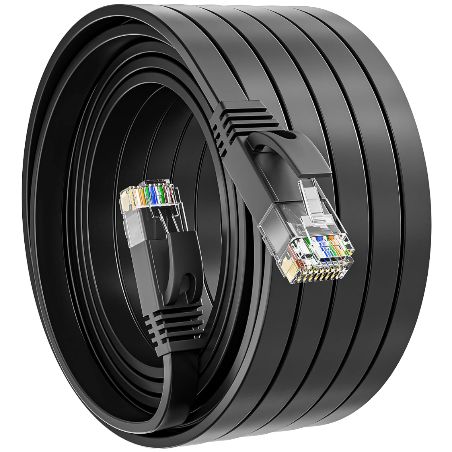 Высокоскоростные сетевые кабели Cat6, черный сетевой кабель 32AWG BC проводник, ПВХ UTP RJ45 8P8C, патч-корд Ethernet, Коммуникационный плоский кабель