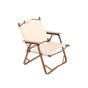 Silla Plegable Kermit Portátil y Moderna de Tela para Exteriores con Marco Metálico con Acabado de Madera para Hospital, Camping, Jardín, Cafetería // Kermit Fol - Product Image 2