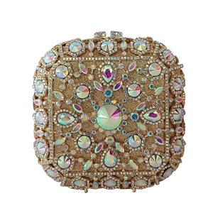 Bolso de mano cuadrado de cristal delicado para mujer, con pedrería brillante, para novia, fiesta, invitada, cóctel - Product Image 6