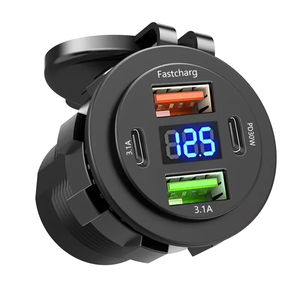 Cargador de Coche Súper Rápido QC3.0 de 66W con 4 Puertos <span class=keywords><strong>USB</strong></span>, Voltaje Digital en Tiempo Real, Manos Libres, con Adaptador para Encendedor de Cigarrillos para Teléfonos - Product Image 1