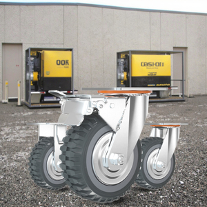Zhuojiang Power 60kg draagvermogen <span class=keywords><strong>3</strong></span>" 4" 5" industriële zware rubberen zwenkwiel platformwagen met rem en draadbescherming - Product Image 4