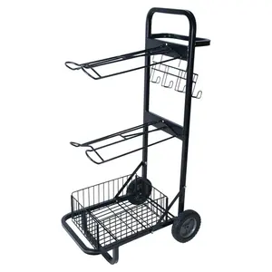 JH-Mech Heavy Duty Horse Flooring Standing Cart Three Tier Rotatable Saddle Tack Rack On Wheels