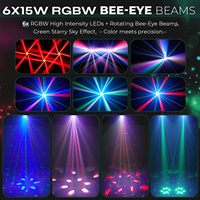 Профессиональный сценический светильник Six Bee Eyes, лазерный RGBW DMX512, активация звуком, дистанционное управление, автоматическое включение, теплоотвод, для KTV, баров, свадеб