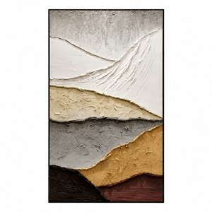 Dipinto a Olio di Paesaggio Neutro con Cornice in Legno 3D Testurizzato, Arte Murale Personalizzabile, Decorazione Minimalista Moderna, Opera d'Arte Dipinta a Mano - Product Image 1