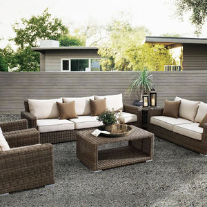Muebles de Jardín de Mimbre de Ratán de Diseño Minimalista, Conjuntos de Sofá <span class=keywords><strong>y</strong></span> <span class=keywords><strong>Mesa</strong></span> Elegantes con Cojines - Product Image 1