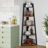 Étagère d'angle industrielle Tribesigns de 70 pouces de hauteur, bibliothèque d'angle rustique à 5 niveaux, support pour plantes pour le salon