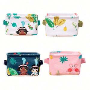 Custom Size Rectangular Cotton <b>Laundry</b> Hamper <b>Foldable</b> Mini <b>Basket</b> with Printed Fabric for Storage - Product Image 1