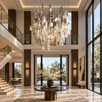 Lustre en cristal style Baccarat, grand modèle de luxe sur mesure pour villa, escalier, hall d'hôtel, projet d'ingénierie
