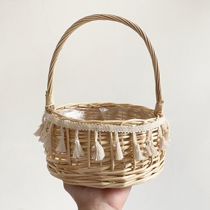 Panier à fleurs en rotin en forme de tournesol avec pompons, décoration portable pour pique-nique, accessoires photo - Product Image 2