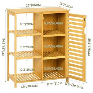 Bamboo Multi Functional Kitchen Storage Cabinet With <b>Sliding</b> Door Natural Color Modern Style - Product Image 2