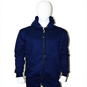 Sudadera con Capucha Ligera Azul Marino para Hombre, 250 GSM, Cierre Completo, Corte Regular, Felpa de Algodón, Bolsillo Frontal, Diseño Estampado, Etiqueta Personalizada - Product Image 1