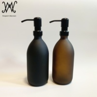 Bouteille en verre opaque noir mat de 16oz 473ml avec pompe en métal en acier inoxydable noir mat