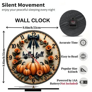 Round Wooden Wall <b>Clock</b> 25x25Cm Hollow Out Silent Non Ticking Home Decor Hanging <b>Clock</b> - Product Image 2