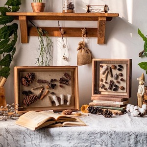 Legno massello eco-friendly Vintage fatto a mano tridimensionale Flip Photo Frame pianta fiore essiccato appeso a parete decorativo vuoto - Product Image 1