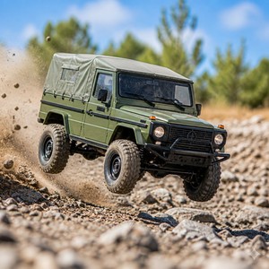 Voiture télécommandée tout-terrain RC Rock Crawler SUV 4x4 avec toit souple et roue de secours, homologuée EN71 CE - Product Image 1