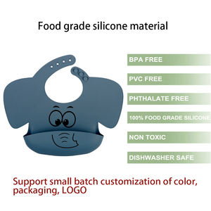 Mignon bavoir en Silicone imprimé éléphant pour bébé, bavoirs imperméables réglables pour bébé, bavoirs anti-salive doux <span class=keywords><strong>comestible</strong></span> serviette à salive - Product Image 2