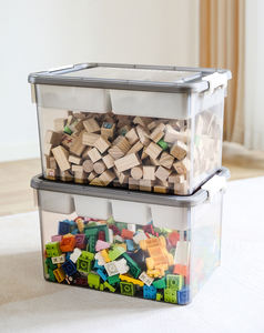 <span class=keywords><strong>Caja</strong></span> de Almacenamiento Multifuncional de Plástico de 2 Niveles para Juguetes de Niños, Organizador de Bloques con Compartimentos, Tapa Desmontable, <span class=keywords><strong>Caja</strong></span> de Herramientas de 16L/17QT - Product Image 2