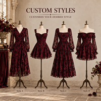 Robe mini personnalisée pour femme en maille transparente à motif floral floqué, col cœur, manches longues bouffantes, ourlet à volants, coupe trapèze