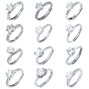 S925 Silver Moissanite Rings Precision-Cut Designs in <b>Round</b> Pear <b>Cushion</b> Cuts for Weddings and Anniversaries - Product Image 1