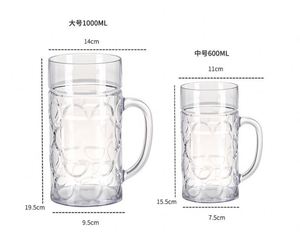 Verres en plastique personnalisés, vente chaude, PC/PS, logo personnalisé, mugs à bière incassables en polycarbonate 500 ml, 1000 ml, 1200 ml - Product Image 2