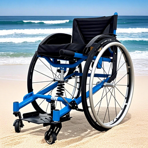 Fauteuil roulant sport sophistiqué : conception en aluminium, confort amortissant, commodité à déverrouillage rapide - Product Image 1