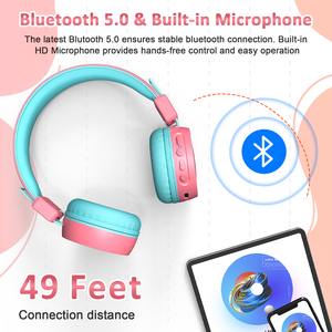 Venta al por mayor micrófono incorporado 94dB Niños Gaming Wireless Bluetooth Kid Auriculares para clases en línea, escuela, reloj <span class=keywords><strong>de</strong></span> animación - Product Image 6