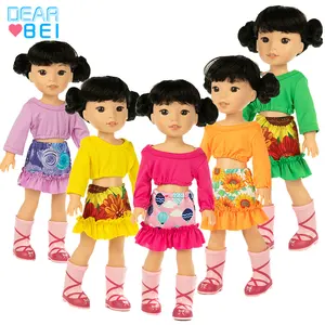 प्यारा नई आलीशान खिलौना लड़कियों और गुड़िया मिलान कपड़े, उच्च गुणवत्ता 14 इंच एक कंधे गुड़िया कपड़े सेट