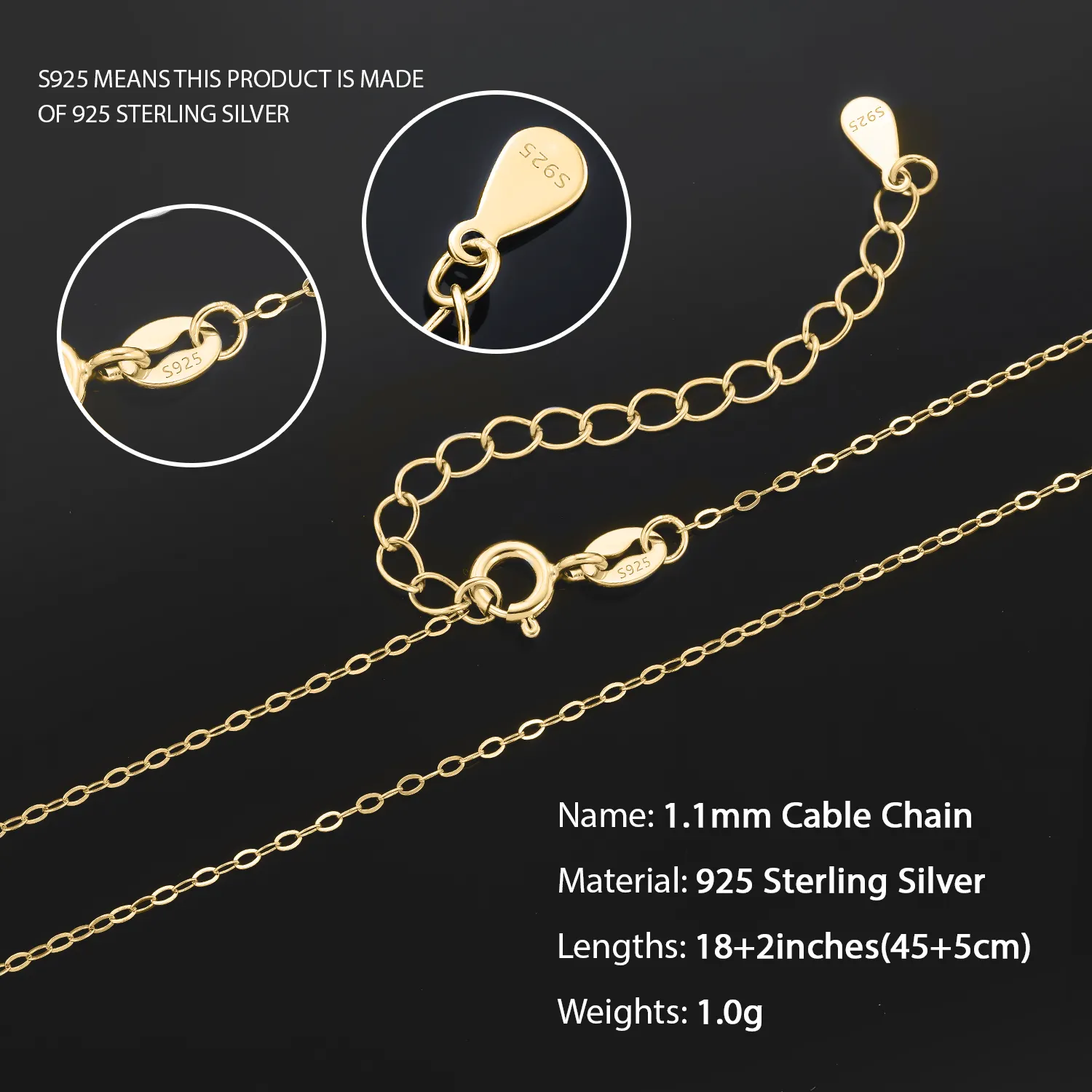 CDE YC Wholesale 925 Silver Jewelry Italian Sterling Silver Figaro Chain Necklace Gold Cadena de Plata 925 Silver Chain Women