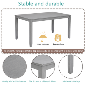 Juego de Comedor Moderno y Ecológico de 6 Piezas, Mesa de Comedor Rectangular de Madera, 4 Sillas Tapizadas, Banco, para 6 Personas - Product Image 6