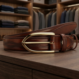 100% Buffalo Cow Hide Square Steel Pin Eco Friendly Long Lasting Quality Men's Formal Belts Luxury Style 3.8CM Width 140CM - Product Image 1