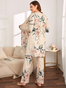 Ensemble de pyjamas en coton pour femmes enceintes, imprimé floral, vêtements de maternité, 3 pièces - Product Image 3