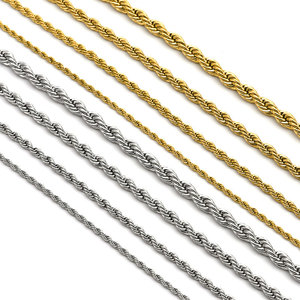 Collar de Acero Inoxidable 316L Antideslustre, Chapado en Oro de 14k y 18k, Chapado en Plata de Ley, Cadena de Cuerda de 6 mm para Hombre y Mujer - Product Image 1