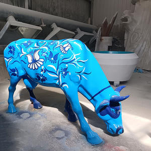 Açık fiberglas heykel özelleştirilmiş hayvanlar boğa heykeli inek süt sığır resimleri dekoratif süsler - Product Image 1