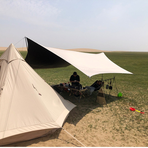 Ultralight Waterproof Square Outdoor Camping Sun Shade Shelter Portable Rain Fly Beach Rain <strong>Tarp</strong> Tent <strong>With</strong> <strong>Pole</strong> for Travel - Product Image 6
