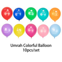 Ballons de fête 'Umrah Mubarak' de 12 pouces, multicolores, lot de 10 pièces, couleurs mélangées pour la décoration de fête Umrah