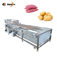 Sus 304 Fruit- en groentewas-, droog-, sorteer- en verpakkingslijn met gaaszakken, capaciteit 1000-5000 kg/uur