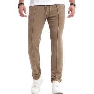 Pantalon décontracté pour homme FOXA, léger, extensible, en tricot côtelé, coupe ajustée, fuselé, avec poches, respirant, en coton et élasthanne - Product Image 1