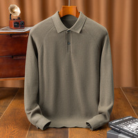 Pull-over thermique à col en laine lyocell tricoté pour homme, automne/hiver, manches longues, couleur unie, polyvalent, discret, léger, style business