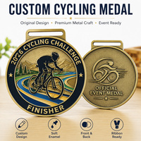 Médaille personnalisée en métal émaillé gravé avec logo, en alliage de zinc moulé sous pression, finition bronze antique, pour récompense de course cycliste, design artisanal en métal 3D