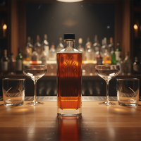 Bouteille de liqueur en verre transparent carré de 750 ml, base lourde, best-seller de luxe, avec bouchon à vis noir hermétique pour whisky, bourbon, brandy