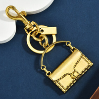Mini porte-clés carré en alliage avec dragonne et boucle dorée, breloque de sac, accessoires de mode