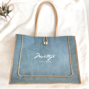 Eco-friendly Factory Custom Logo OEM juta Bag Tote juta Travel Gift Handle Shopping Bag - Product Image 2