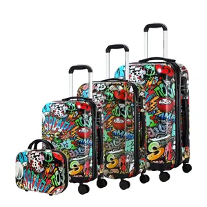 Cheap Price Fashion Travel Business New Products ABS+PC Trolley Luggage Lock Suitcase Set With Customized Printing