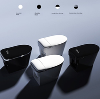 WC intelligent multifonctionnel avec design de ligne colorée, siphon en S inclus, siège chauffant, séchage à l'air, montage au sol, salle de bain, sanitaire