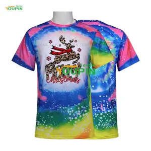 Factory Direct Sale Sublimation Blanks Shirts 95/5 Poly Cotton Feel Custom Print Faux Tie Dye Unisex Crew Neck T-shirt