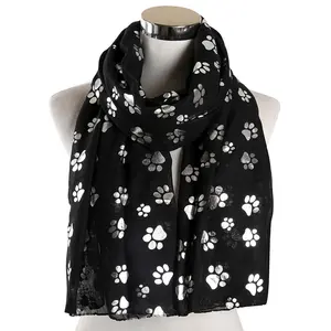 MIO Hot Sell Silver Stamping Cute Poppy Paw Pattern Women's Four Seasons Hijab Scarf Polyester