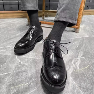 รองเท้าหนังแบบผูกเชือกสำหรับผู้ชายระบายอากาศได้ดีกันน้ำกันลื่นสำหรับงานแต่งงานสำนักงานสวมใส่สบายน้ำหนักเบา - Product Image 5