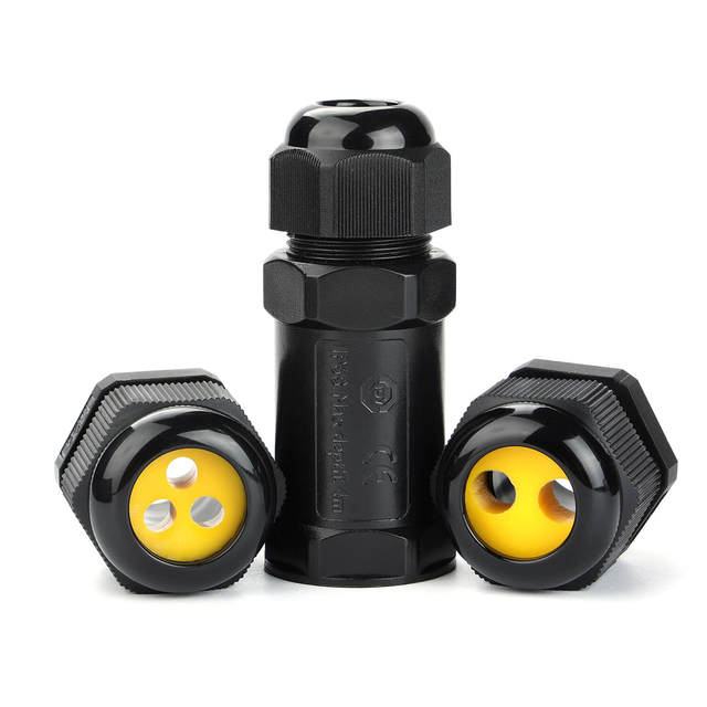 IP68 Waterproof Connector Greenway 2-5Pin Outdoor Waterproof Connector 1 in 3 Out Nylon Copper Contact Round Connector